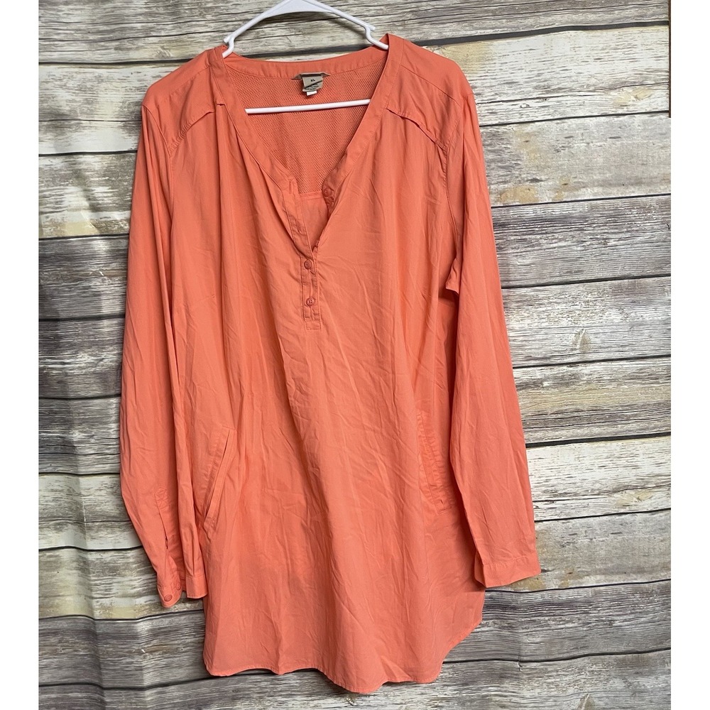 Duluth Trading Co Women's XL Nylon Long Sleeve Outdoor Orange Coral Shirt